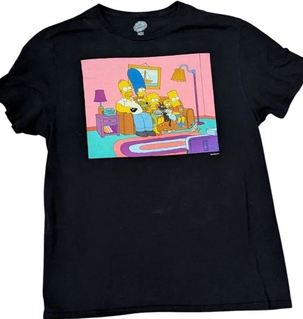 The Simpsons Sitting On Couch Tee Shirt Adult Men Women M L Black Pink